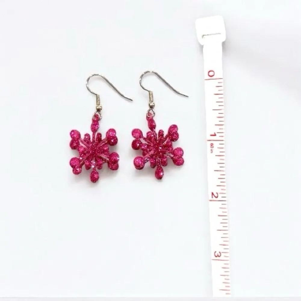 Pink Glitter Burst Drop Earrings